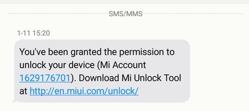 xiaomi unlock sms