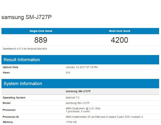 galaxy j1 geekbench